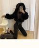 2025 European & American Street Style High-Waisted Textured Furry Hooded Women's Jacket