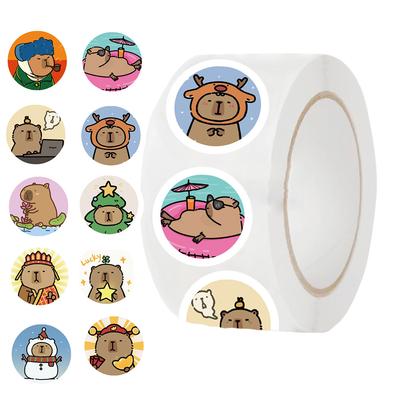 500 Sheets/roll Stickers Roll Stickers New Product Kapibala Creative Handbook Material Self-adhesive Sealing Stickers