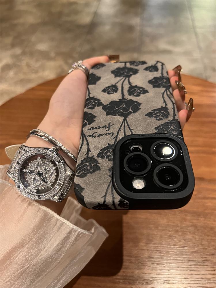Luxury Soft Cortex Flower Phone Case For iPhone 11 12 13 14 15 Pro Max X Xs Max XR 7 8 Plus Silicone Bumper Cover