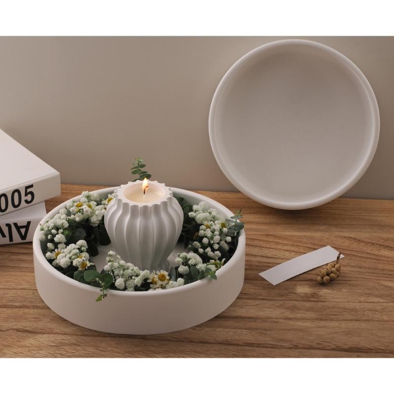 Round Storage Bowl Silicone Molds Candle Tray Molds Plaster Molds Epoxy Resin Molds Castings Molds Flower Pots Molds