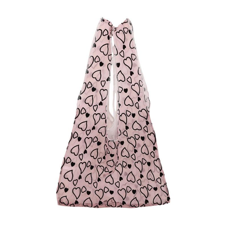 

New textured love mesh yarn shoulder vest bag large capacity design multi-functional use portable small satchel one size fits all розовый