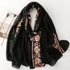 Ethnic Embroidered Cotton-Linen Silk Scarf: Warm, Curled Edge, Travel Sunscreen Shawl for Women
