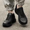 Men's Genuine Leather Low-Top Hiking Shoes - Spring/Autumn, Large Size Casual Sports Sneakers