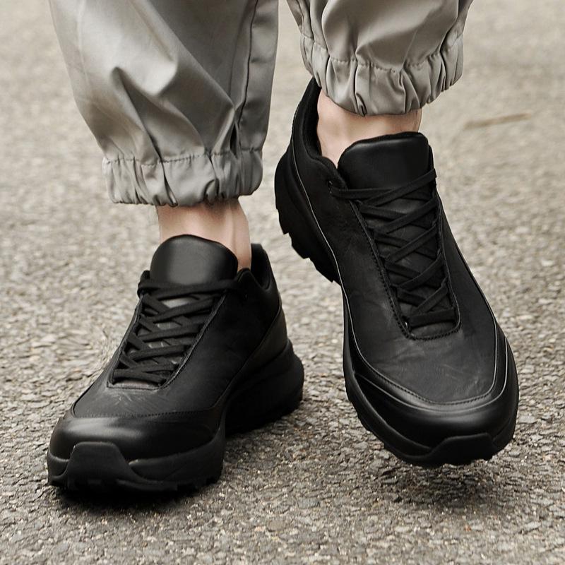 Men's Genuine Leather Low-Top Hiking Shoes - Spring/Autumn, Large Size Casual Sports Sneakers