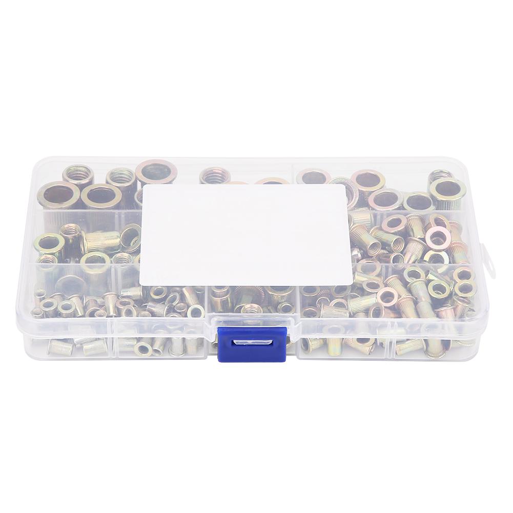 180pcs M3 M10 Rivet Nut Kit Zinc Plated Carbon Steel Flat Head Threaded Insert Rivet Nutsert