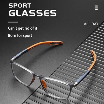 Men Rectangular Sports Anti-Shedding Myopia Glasses TR90 Frame Anti Blue Light Nearsighted Glasses