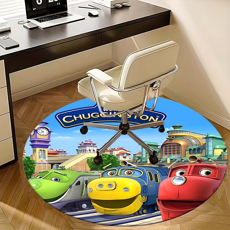 Chuggington Train Chair Mat Round Rug-Office Carpet, Non-slip, Suitable for Living Rooms, Bedrooms Decor.1205496a