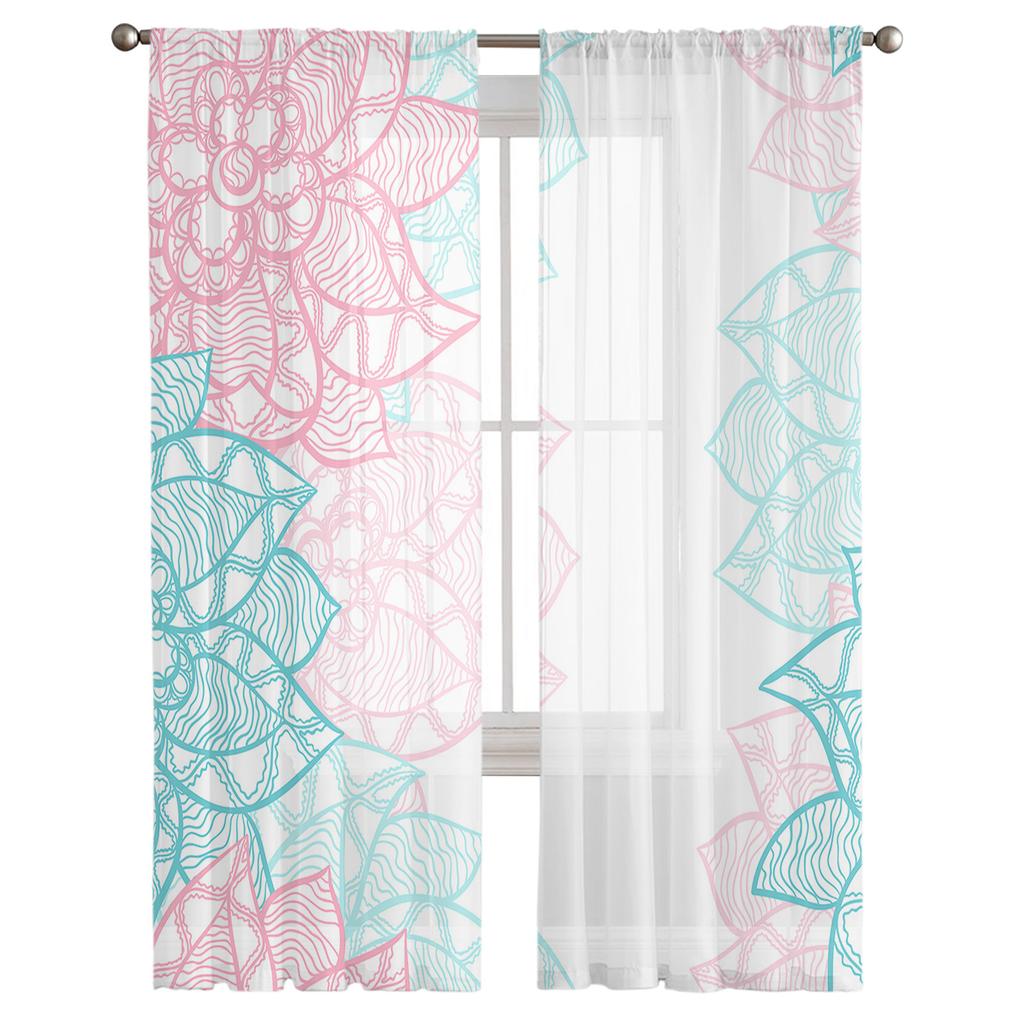 Mandala Flower Line Texture Modern Tulle Curtains For Living Room Bedroom Home Kitchen Window Sheer Curtains
