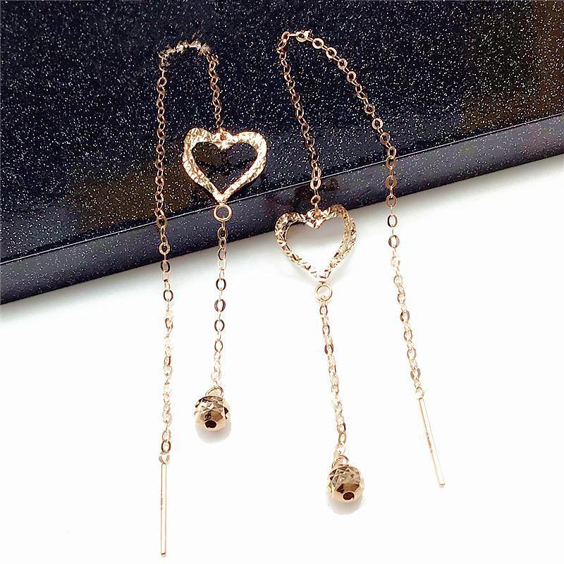 Purple Gold Simple Temperament Heart-Shaped Ball Color Gold Plated Rose Gold Exquisite Earrings