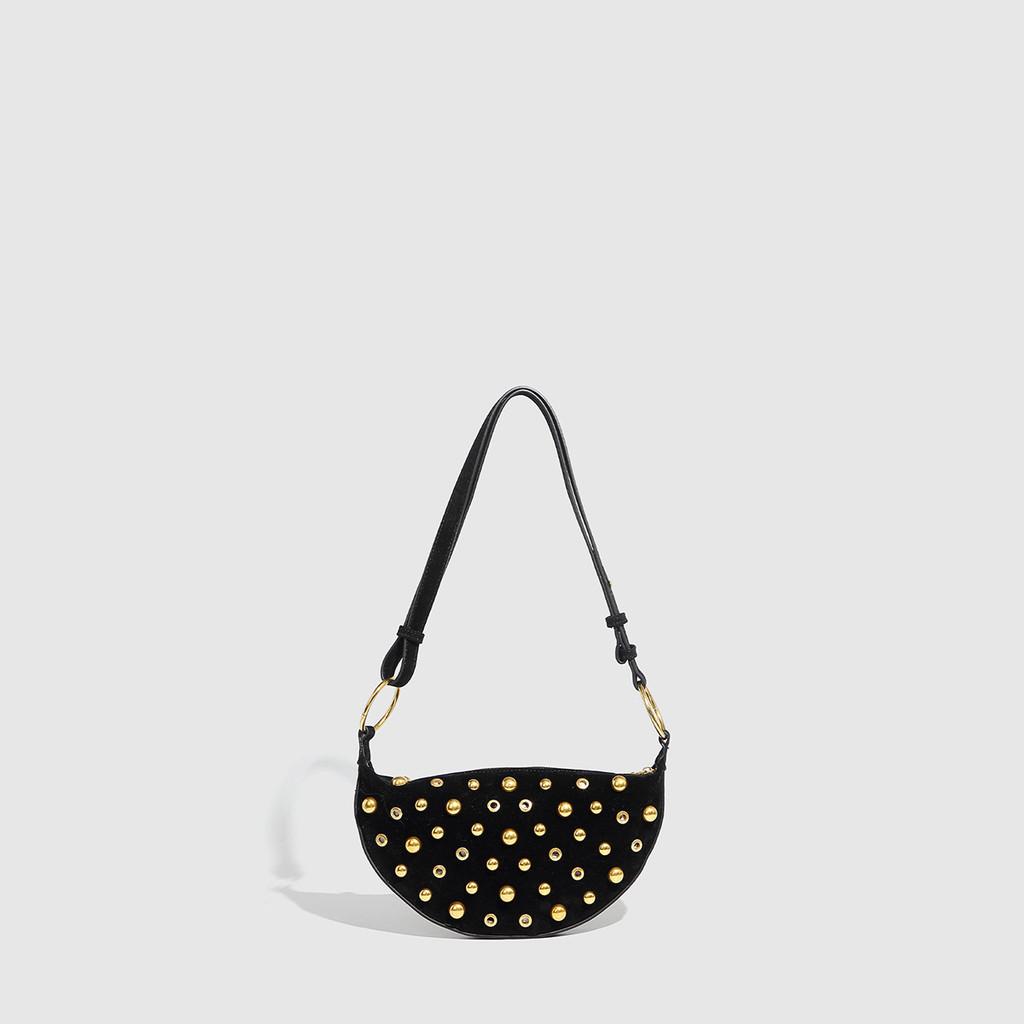 Ielgy Willow Nail Ladies Bag Polka Dot Diagonal Punk Style Shoulder Bag