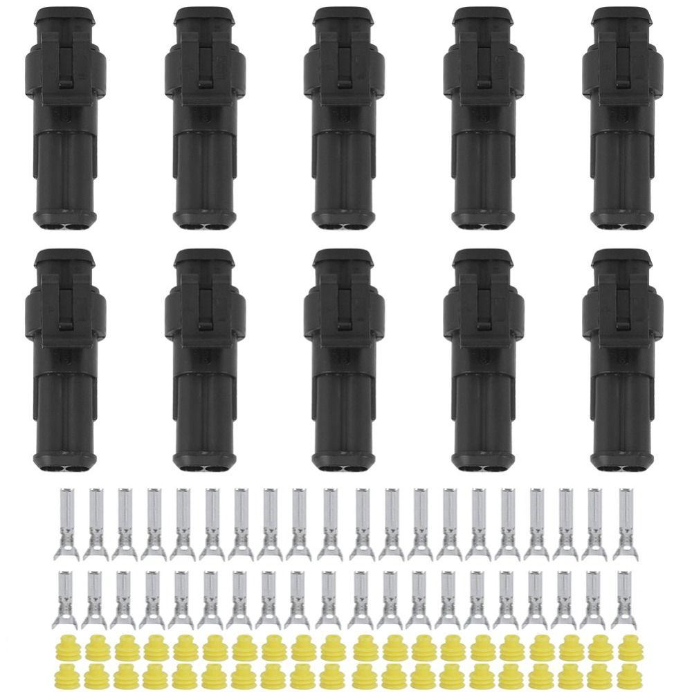 10 Sets Waterproof Auto Wire Connector Male and Female Terminal Socket  Automotive Plugs
