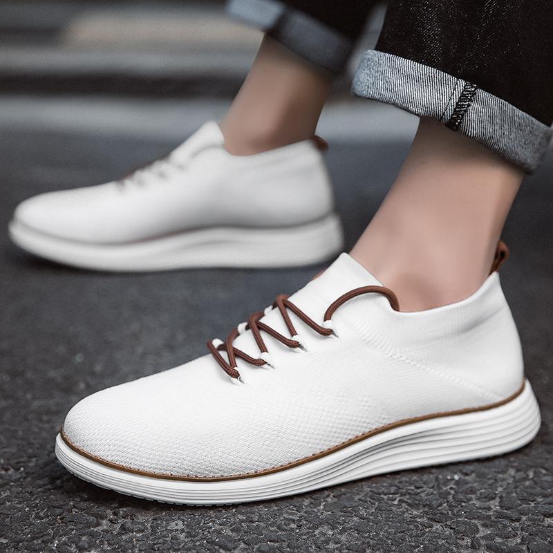 Witte Mesh Heren Sneakers Grote Maten 39-50 Ademende Casual Sneakers Heren Lichte Slip-on Hardloopschoenen voor Mannen Zapatillas Hombre