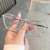 Ins Cat Eye Presbyopia Glasses Cold Tea Color HD Anti Blue Light Glasses Frame Advanced Plain Whitening Glasses