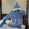 Women's Cute Shark Hooded Pajamas: Thickened Coral Fleece for Warmth, Perfect for Winter Lounging and Outdoor Wear.
