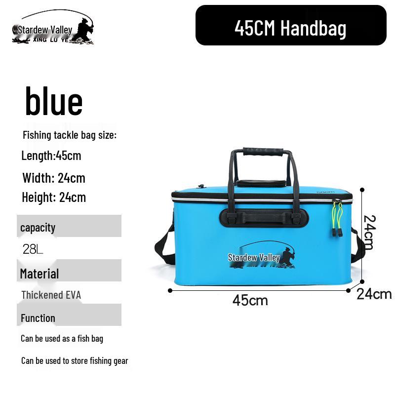 Collapsible EVA Fish Bucket with Strap - Multifunctional and Thickened Design with Built-in Keepnet