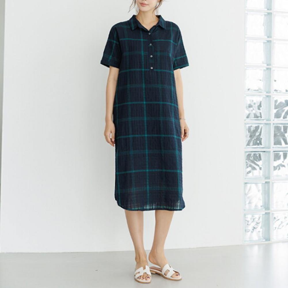 Dedra Women S Nitzuban Open Check Linen dreSS Opf3066