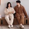 [Super thick] Three-layer padded couple pajamas women's winter thickened and velvet suit warm men's padded jacket loungewear