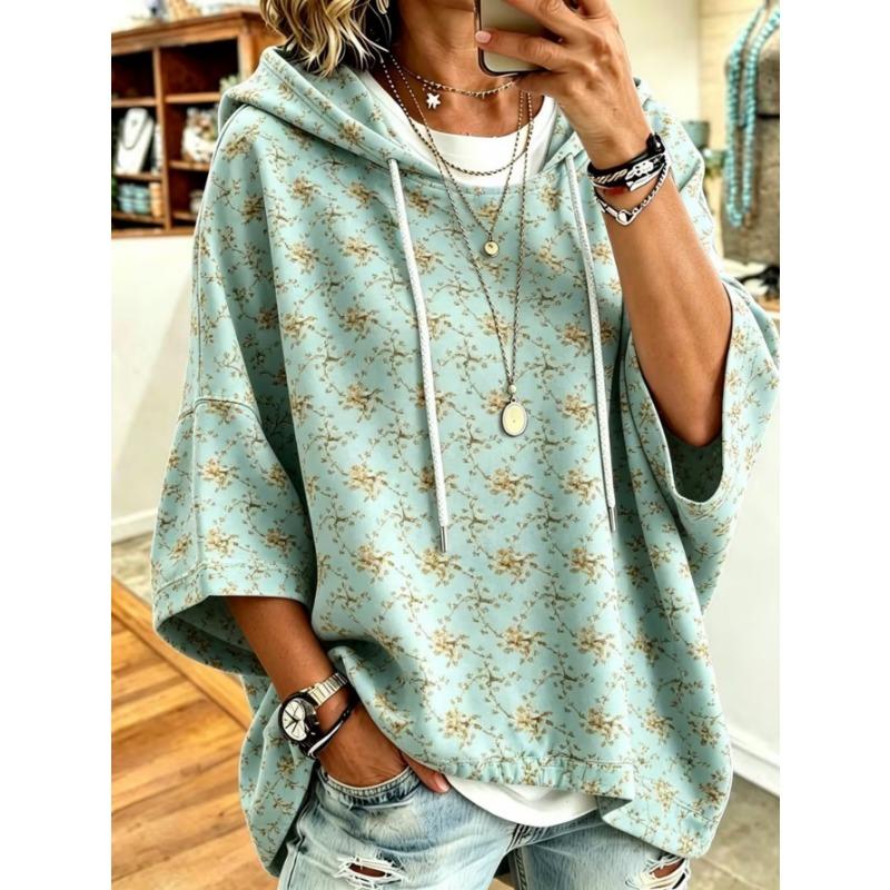 Damen Kapuzenpullover in Übergröße, Elegantes Bequemes Einfaches Muster Print, Modisch und Vielseitig