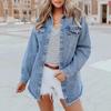 Europäischer & Amerikanischer Stil Mode Denim Ausgefranste Jacke Hemd für Damen