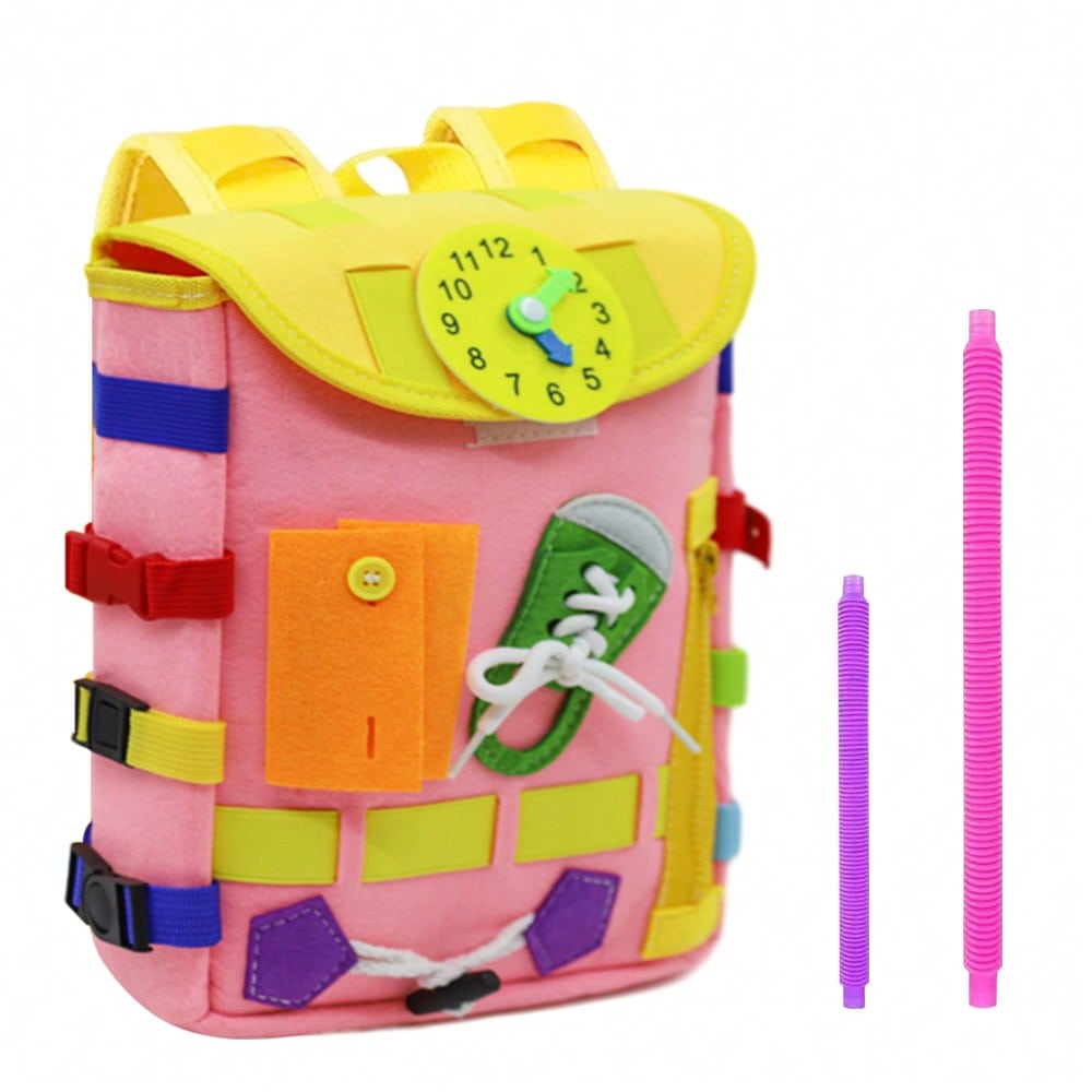 Puzzle Buckle Backpack And Learning Activity Toys, Develop Fine Motor Skills And Basic Life Skills,Learn To Tie Shoelaces Travel Toys Christmas Gifts
