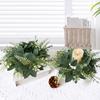 Artificial Wreath Candle Ring Faux Eucalyptus Leaves Spring Greenery Garland Pillar Candle Home Wedding Party Table Centerpiece Decoration