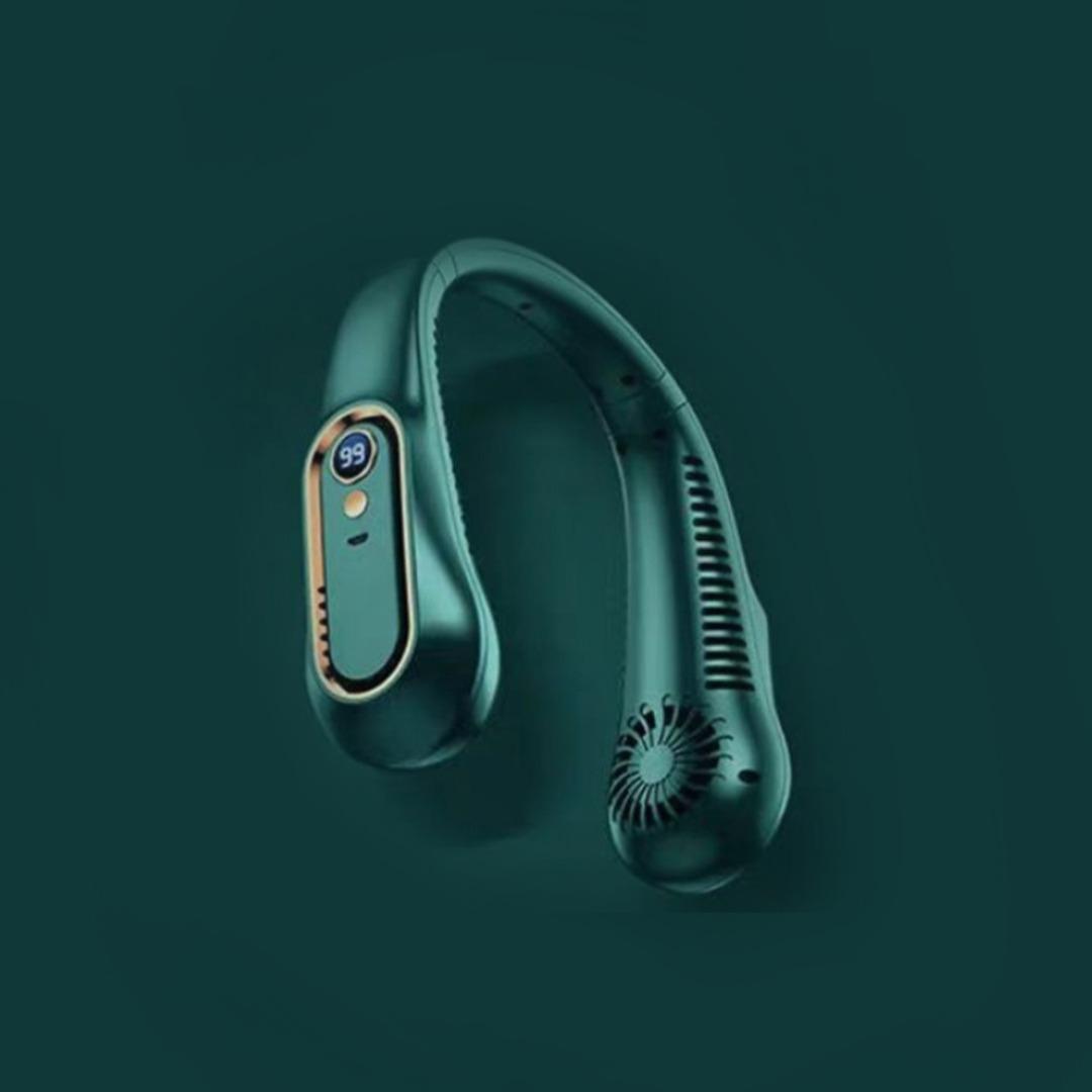 

Портативний шийний вентилятор Hands Free без лопатей. Персональний спортивний вентилятор, що перезаряджається зелений
