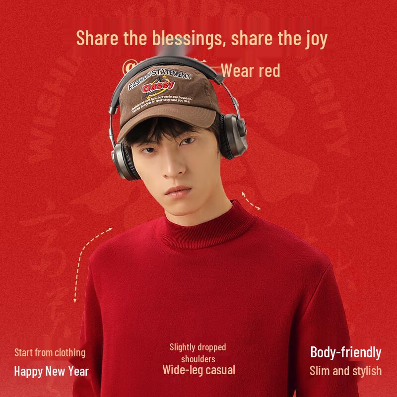 GENIOLAMODE Men's Chinese New Year Snake Print Fleece Sweater