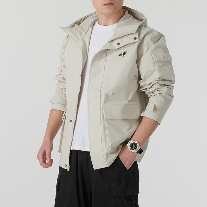 New Balance Jackets Men's Beige Hooded Moderate Other AMJ51325-TWF