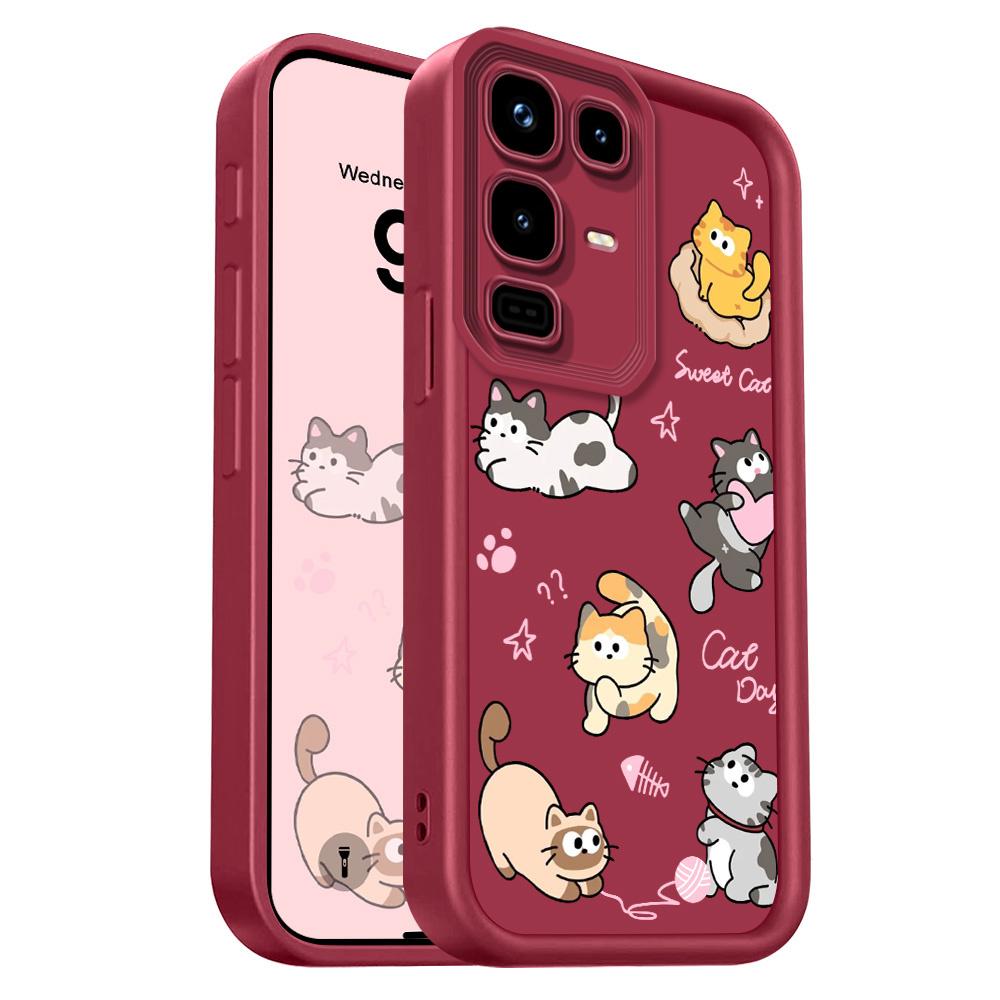 Playing Cute Cat Phone Case For Infinix Note 50 50S 50X 40 40S 30 Pro Plus VIP 4G 5G Staircase Soft Cover Note 40 Pro 5G винный