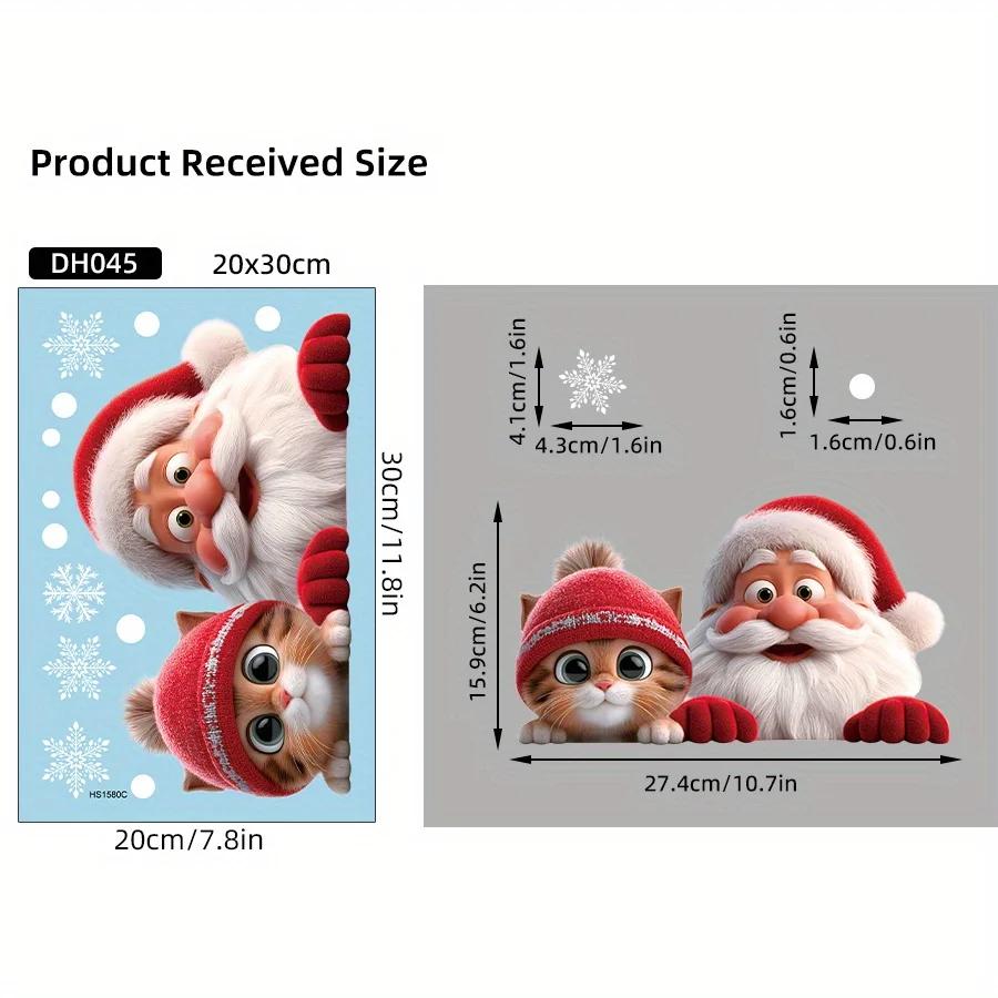2pcs/1pc Santa Claus Glass Sticker Removable Static Cling Decoration for Living Room Entrance Corridor Window Clings Decoration