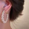 Women S925 Silver Needle Pearl Wrapped Circle Fashion Earrings Light Luxury Jewelry