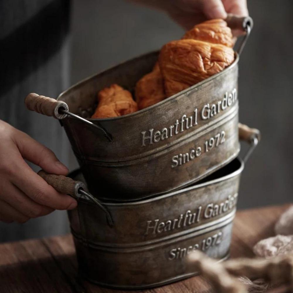 1 STK Metall Aufbewahrungskorb Eisen Vintage Aufbewahrungsbox Blumentopf Blumen Backkorb Aufbewahrung Deko Obstkorb Metall Aufbewahrungskorb