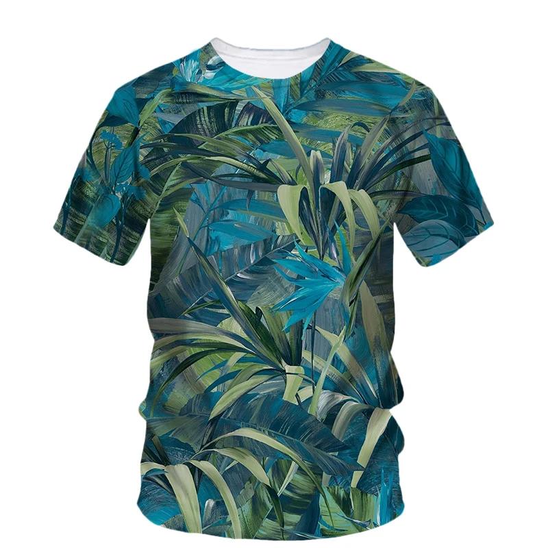 Summer New Originality Plant Leaves graphic t shirts For Unisex Trend Casual Men Personality Fun Printed O-neck Short Sleeve Top S