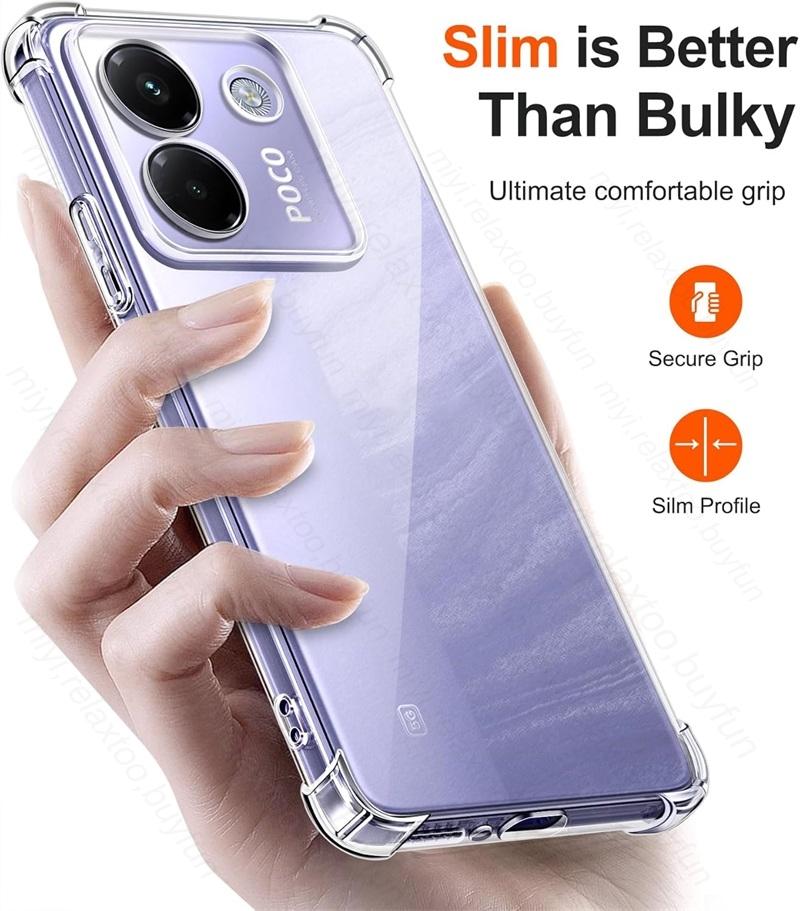 PocoM7Pro 5G Case Anti-Yellowing Clear Crystal TPU Soft Cover For Poco M7 Pro 5G Shockproof Coque Poko Little M7Pro M 7 Pro 5G