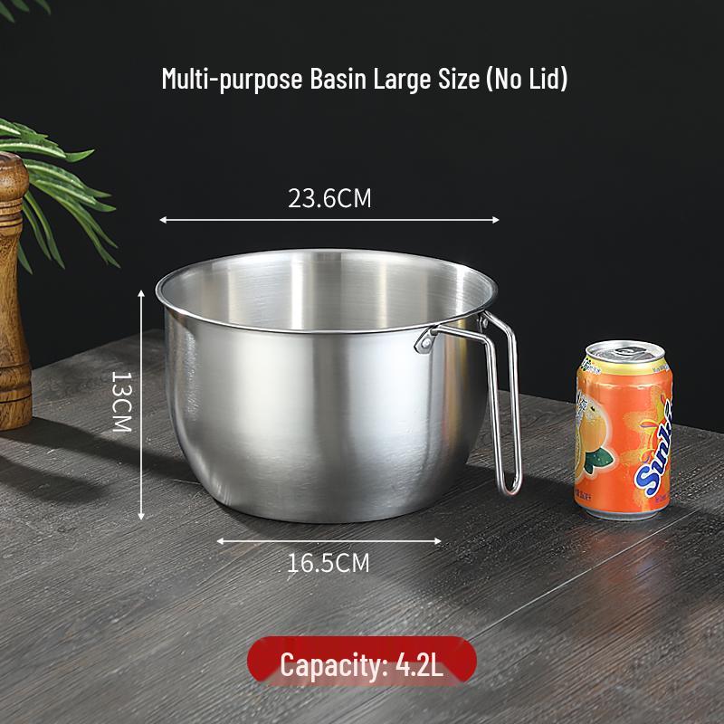 304 Stainless Steel Non-Slip Deep Mixing Bowl with Anti-Splash Design for Baking, Salads, and Cold Dishes