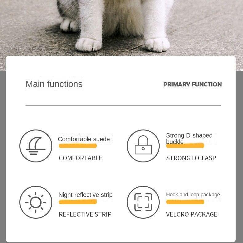 רצועת חזה לחתול אפוד מסוג נושם רשת מחזיר אור הליכה לכלבים קטנים הליכה לחתולים חבל ציוד לחיות מחמד