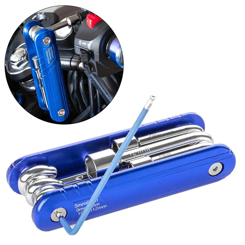 6 In 1 Folding Hex Socket Wrench Fix Repair Hand Tools 5/6/8/9/10/12mm Socket Spanner Adapter Set Home Car Car Bike