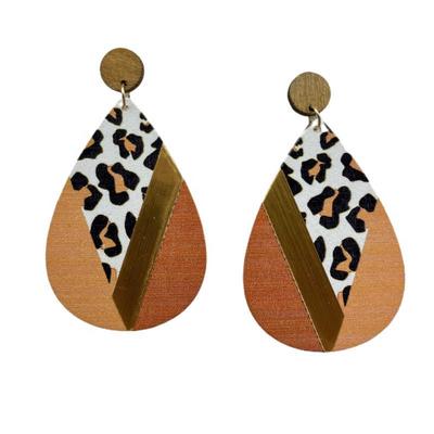 Print Earrings Earrings Exaggerated Leopard Beach Ear Studs Vintage Wooden