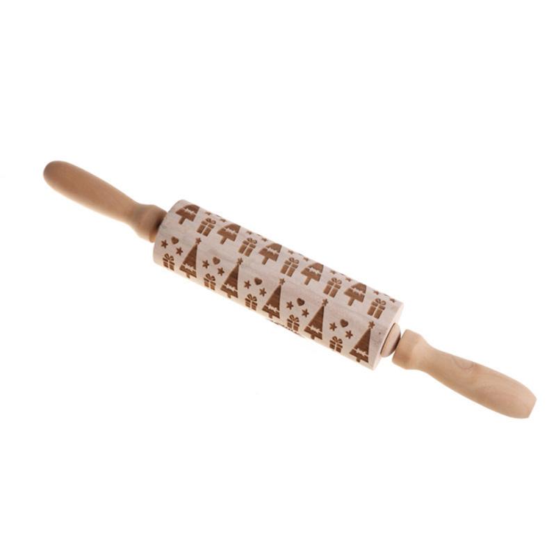 Rodillos de Navidad Rock Rolling de madera en relieve para hornear galletas, galletas, fondant, pastel con dibujos