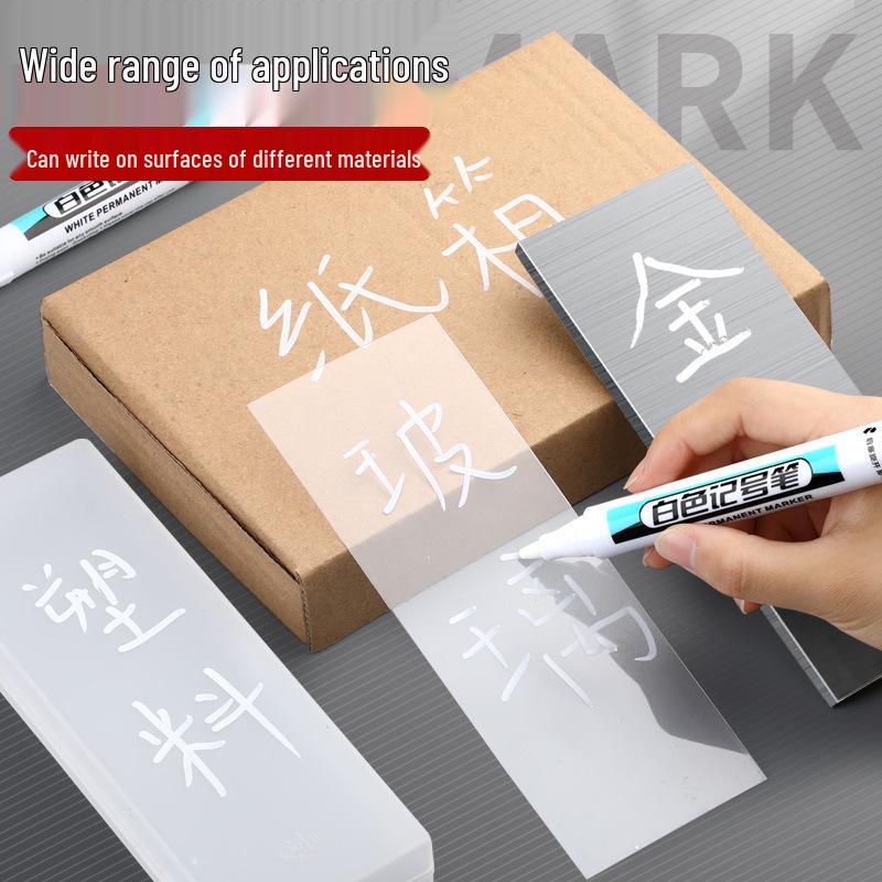 Oil-Based Fine Tip White Marker Pen - Waterproof, Non-Fading, Non-Erasable for Glass, Tire & Card Highlighting