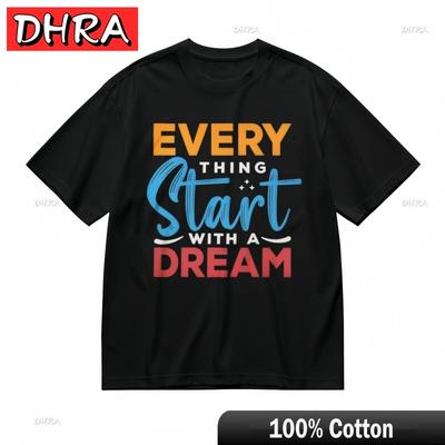 UNIsexs AllSeason Trend Classic TShirt Dream Big Quote with Star Decor Tee Graphic Edgy Casual Creative Tops Edgy Casual