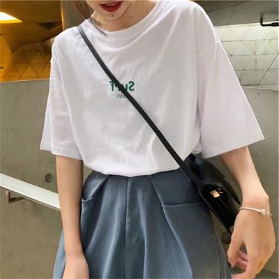 Kurzarm-T-Shirt für Damen, neuer Sommer, einfacher Buchstabendruck, lockeres koreanisches Studentenoberteil, große Damenbekleidung