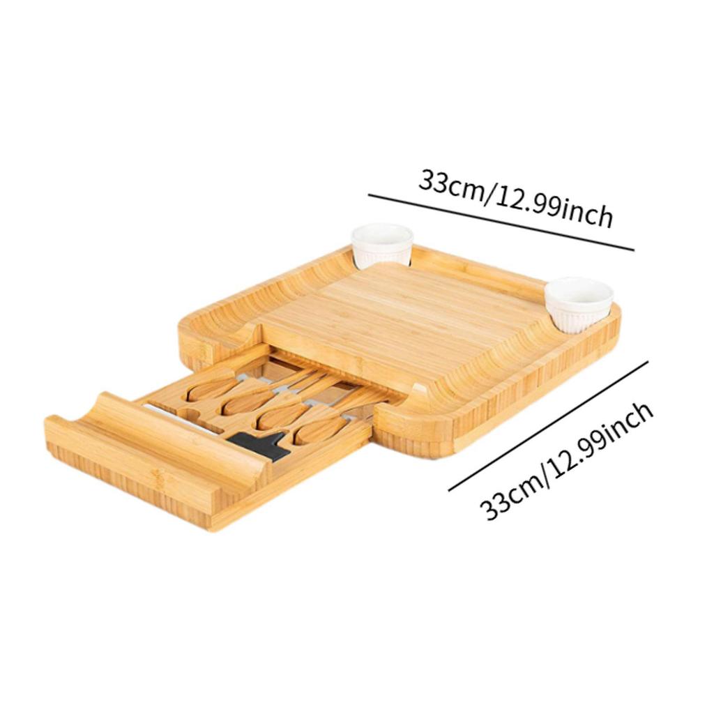 Serving Cheese Tray Bamboo Board for Housewarming Celebration Wedding with round plate