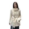2025 Elegant Mid-Length Slimming Wool Coat with Patchwork Fur Collar