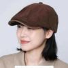 Vintage Style Suede Newsboy Cap Warm Retro Flat Cap Unisex Winter Forward Hat  Daily