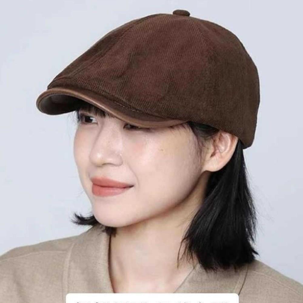 Vintage Style Suede Newsboy Cap Warm Retro Flat Cap Unisex Winter Forward Hat Daily