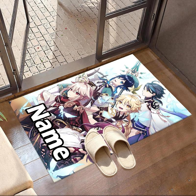 Custom Name Personalized Genshin Impact Print Carpet, Versatile Home Decor Rug, for Playroom, Apartment, Balcony, Entryway, Hallway Gift