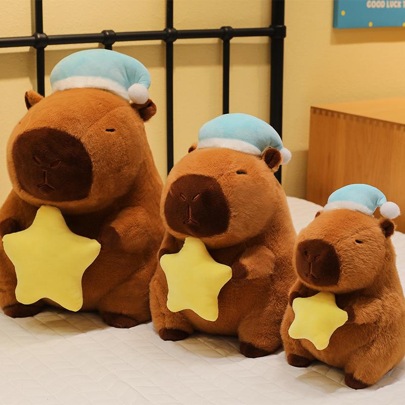 New Good Night Kapibala Doll Plush Toys Girls Nightcap Star Capybara Doll Doll