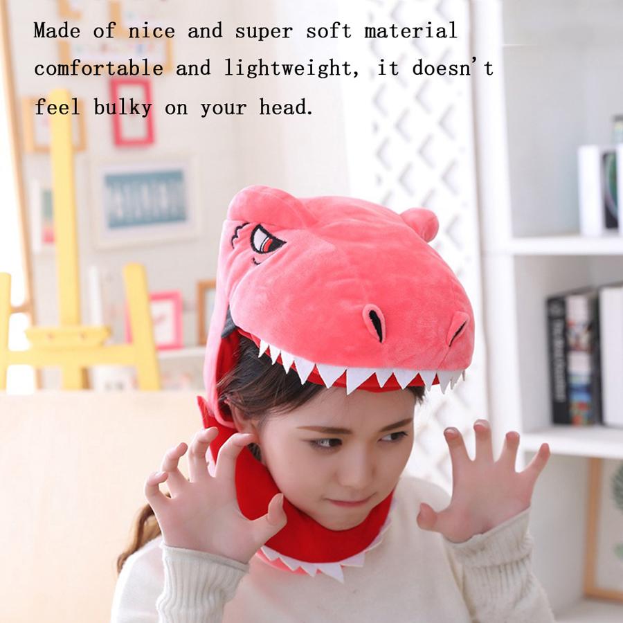 Lustige Cosplay Tier Dinosaurier Kopfbedeckung Niedliche Kopfbedeckung Plüschmütze Kostümparty Süß Halloween Heimdeko Ornament Kappe Requisiten
