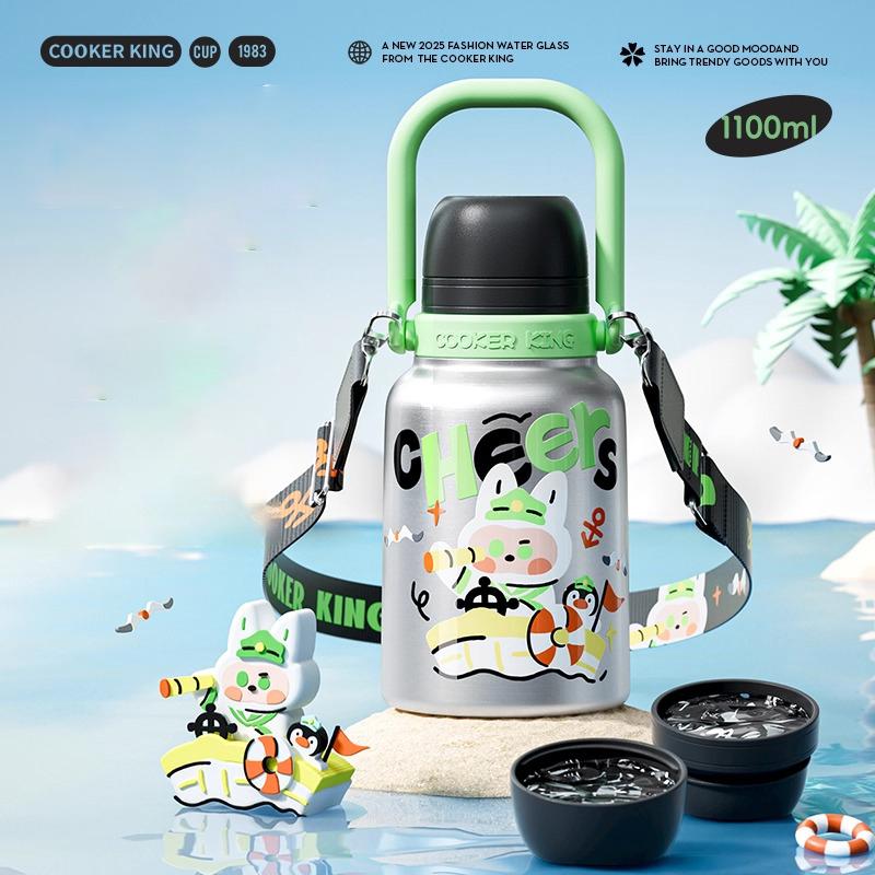COOKER KING 316 Stainless Steel Insulated Straw Cup Children Thermos Cup Keep Warm and Cold Student School Water Bottles